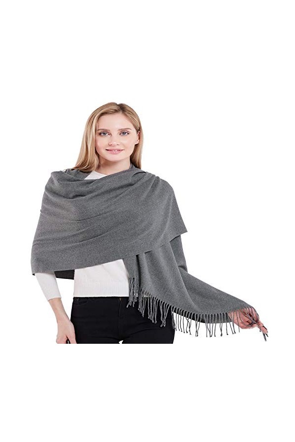 CJ Apparel Gris Foncé Épaisse Solide Couleur Unie Conception Népalaise Châle Secondes écharpe étole Wrap Nouvelle