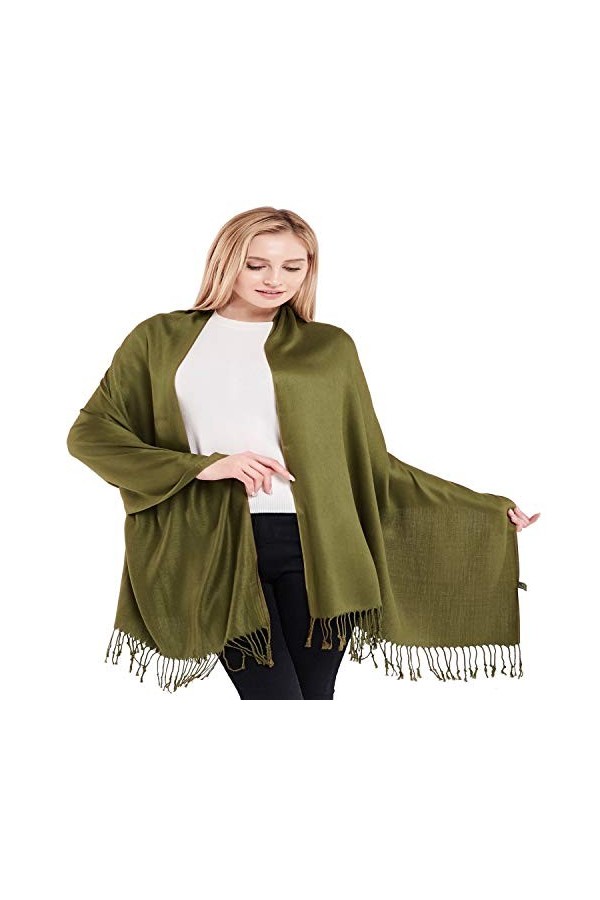 CJ Apparel Vert Olive Couleur Unie Châle écharpe étole Wrap Châles Pashminas Nouvelle