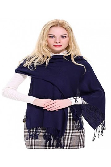 CJ Apparel Bleu Fonce Solides Couleur Châle Secondes écharpe étole Wrap Châles Pashminas Nouvelle