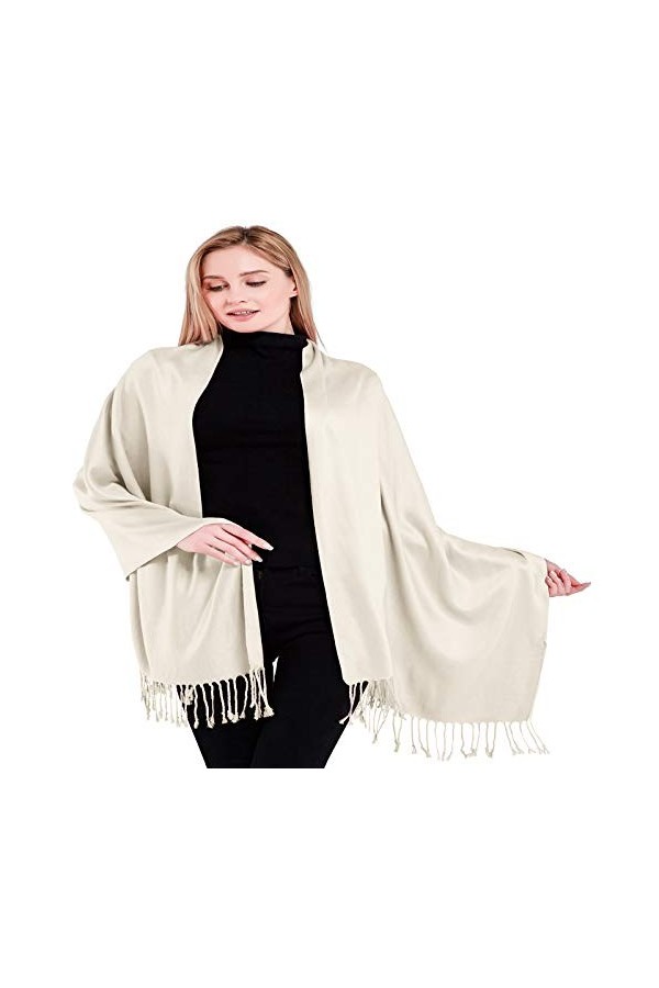 CJ Apparel Blanc Cassé Solides Couleur Châle Secondes écharpe étole Wrap Châles Pashminas Nouvelle