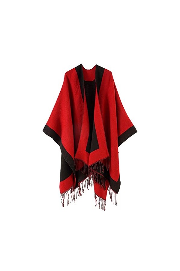 Lachi Poncho Ouvert Châle Cape Élégant Epais Chaud Automne Hiver Femme 150 * 130cm