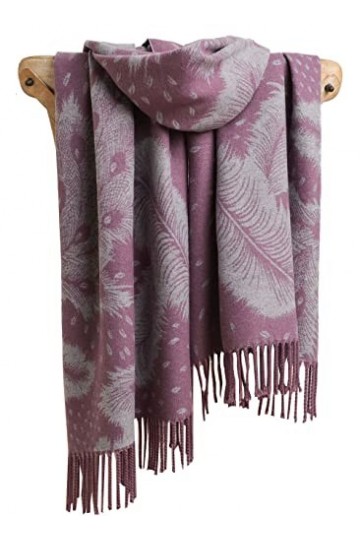 GFM® - Châle très doux en texture cachemire pour lautomne et lhiver - Conception de plumes de paon Pckshl-jmn-purple 