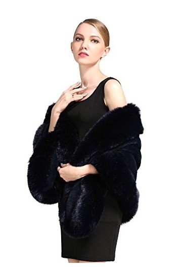 BEAUTELICATE Châle Écharpe Étole En Fausse Fourrure Chaud De Femme Mariage Hiver Sur Robe de Soirée Mariée Cérémonie Fête Dem