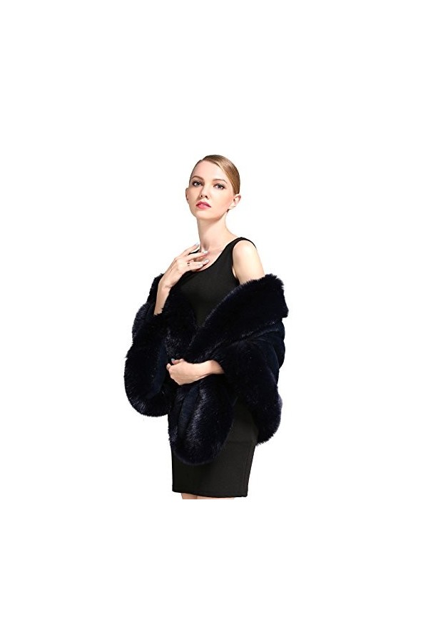 BEAUTELICATE Châle Écharpe Étole En Fausse Fourrure Chaud De Femme Mariage Hiver Sur Robe de Soirée Mariée Cérémonie Fête Dem