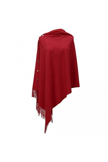 Écharpe dhiver chaude - Poncho pour femme - Longue écharpe dhiver douce et chaude en tricot avec boutons - Couverture en la
