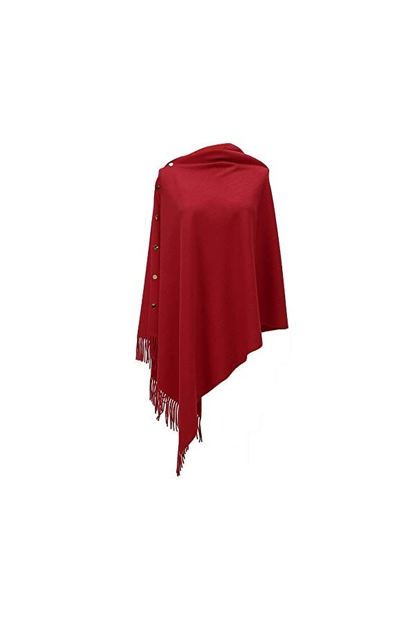 Écharpe dhiver chaude - Poncho pour femme - Longue écharpe dhiver douce et chaude en tricot avec boutons - Couverture en la