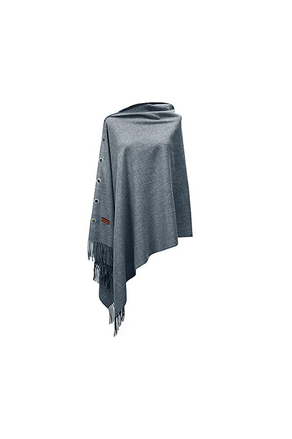 Écharpe dhiver chaude - Poncho pour femme - Longue écharpe dhiver douce et chaude en tricot avec boutons - Couverture en la