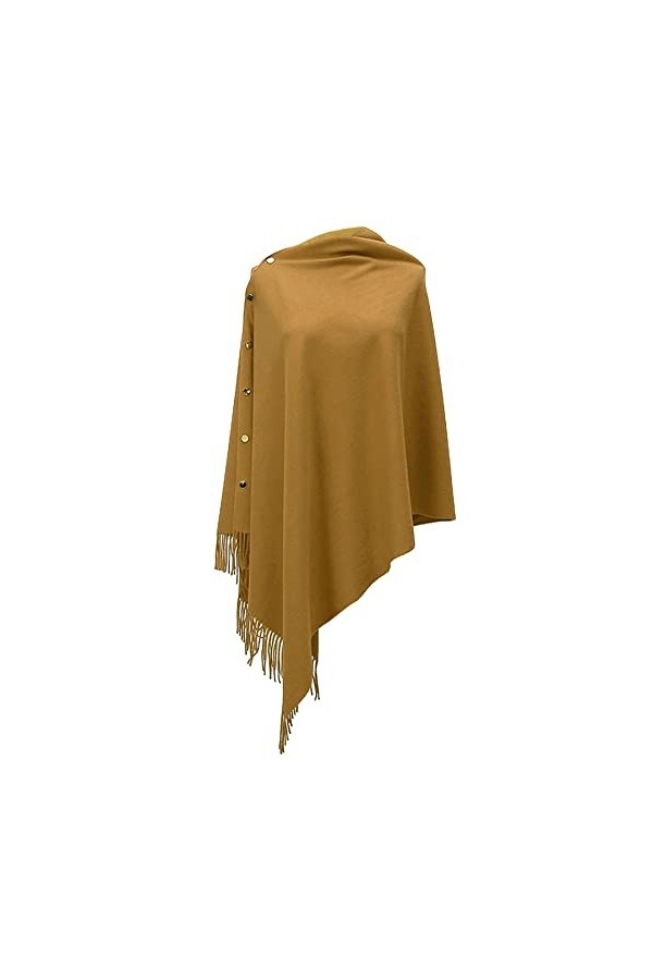 Écharpe dhiver chaude - Poncho pour femme - Longue écharpe dhiver douce et chaude en tricot avec boutons - Couverture en la