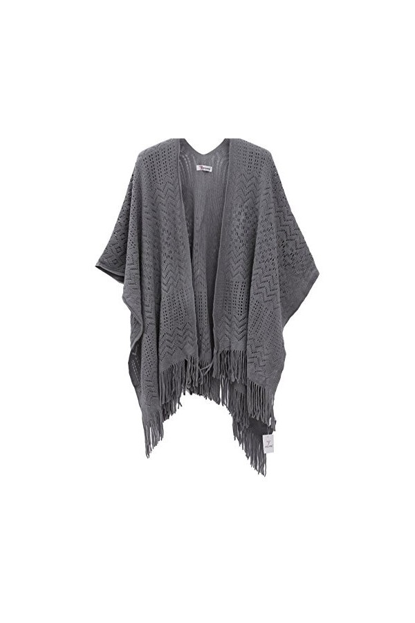 soul young Chale Femmes Tricot Gilet Poncho, Cape Grande Soiree Taille Cardigan Kimono Wrap Pashmina Taille unique,Marine 