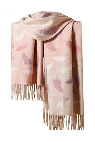 GFM® Châle ultra doux en cachemire mélangé – Arbre de vie, arbres ou plumes en relief CSHL-B , Tlife-Dusky Pink, L