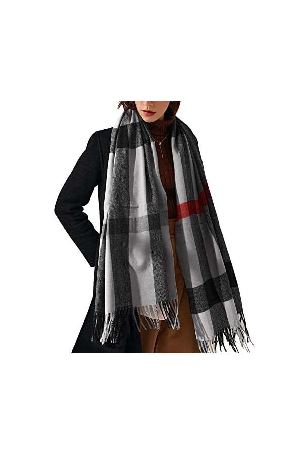 HYUET Hiver Pasmina Écharpe Châle Femmes Plaid Élégant Long Doux Chaud Étoles Écharpes Tartan Wrap Tricoté Châle Hiver Poncho