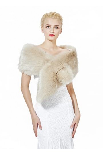 BEAUTELICATE Châle Étole Fourrure De Femme Mariage Hiver Écharpe Cape Sur Robe de Soirée Mariée Demoiselle dhonneur 1920s Ga