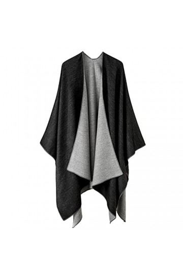 colornival Poncho Femme 50% acrylique, 50% polyester Hiver Élégant Châle Femme Chaud Poncho Cape Réversible Écharpe Châle H