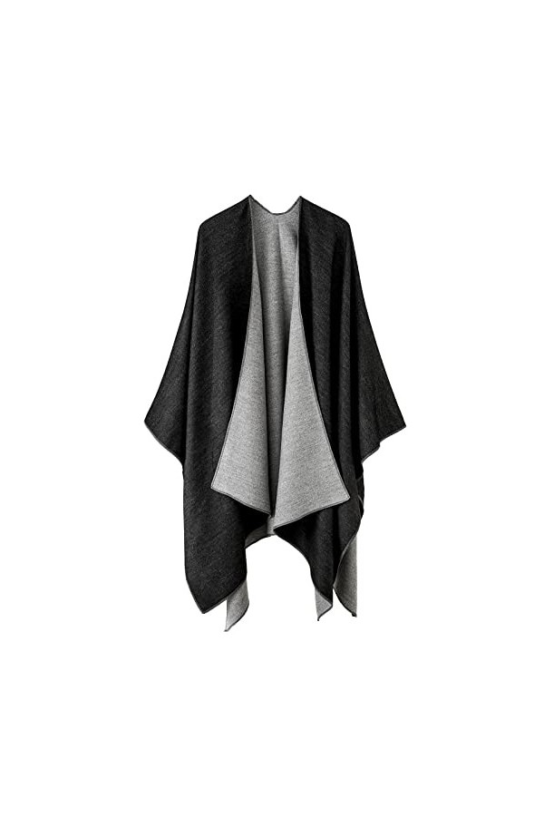 colornival Poncho Femme 50% acrylique, 50% polyester Hiver Élégant Châle Femme Chaud Poncho Cape Réversible Écharpe Châle H