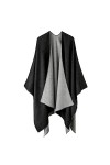 colornival Poncho Femme 50% acrylique, 50% polyester Hiver Élégant Châle Femme Chaud Poncho Cape Réversible Écharpe Châle H
