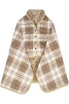 Joligiao Femme Poncho Polaire Sweat Plaid Châle Polaire Cape Cardigan en Flanelle Chaud dhiver avec Boutons Couverture à Car