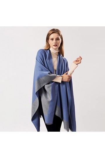 Kuukaas Poncho écharpe Wrap Femme Open Front Tricot Ponchos & Capes pour femme 130 x 150 cm, Style 2 - Rouge, 130*150 CM