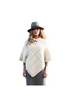 Aran Woollen Mills Poncho en laine mérinos pour femme - Confortable - Pull en tricot torsadé - Taille unique, jaune, taille u