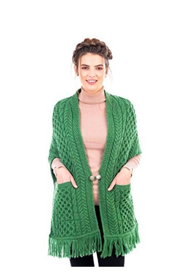 SAOL Châle de Poche en Llaine Mérinos pour Femme Vert 