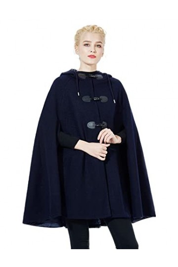 BEAUTELICATE Femme Cape à Capuche Courte Manteau Poncho Laine Chaude de Automne Hiver Costume de Noël Halloween Medievale Car