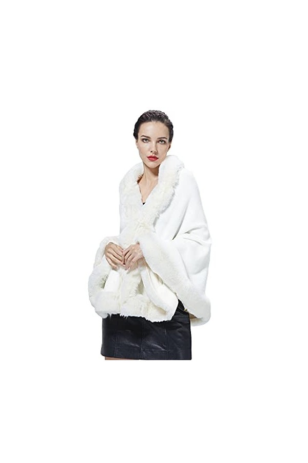 BEAUTELICATE Châle Étole En Fausse Fourrure Cape Poncho Tricoté Chaud De Femme Mariage Hiver Sur Robe de Soirée Mariée Demois