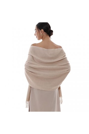 RIIQIICHY Femmes Écharpe Pashmina Châles Etole Hiver Longues Grande Chauds Écharpes Beige