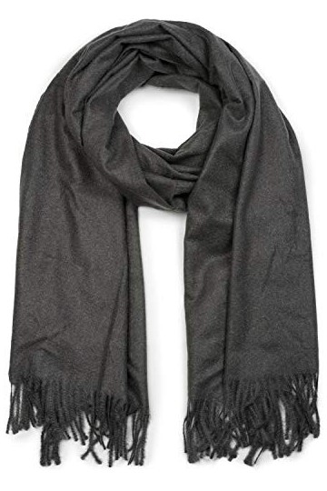 styleBREAKER Écharpe unie douce avec des franges, châle dhiver, étole, foulard, unisexe 01017104, couleur:Gris foncé