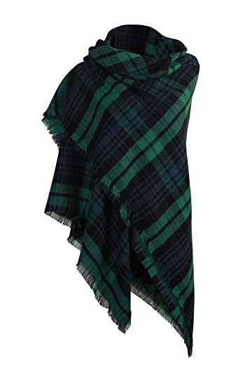 DELEY Rétro Plaid Tartan Foulard Automne Hiver Longue Écharpe Châle Étole Couvertures Vert