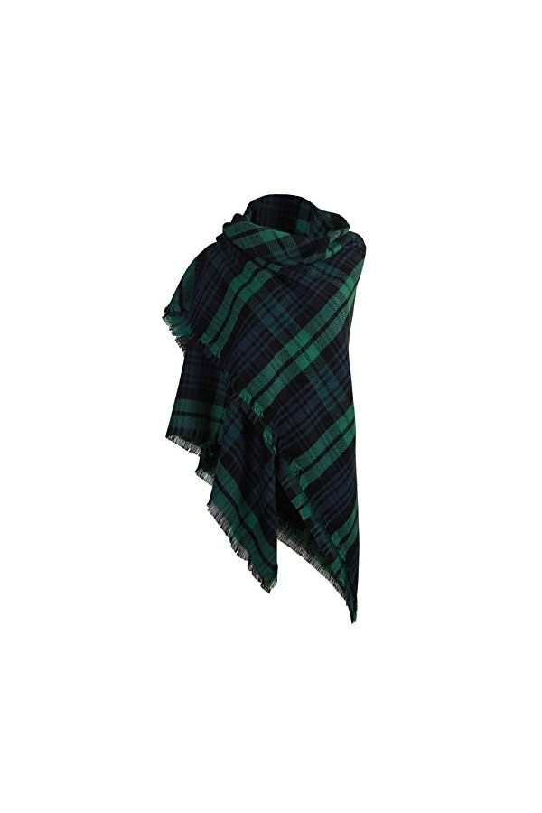 DELEY Rétro Plaid Tartan Foulard Automne Hiver Longue Écharpe Châle Étole Couvertures Vert
