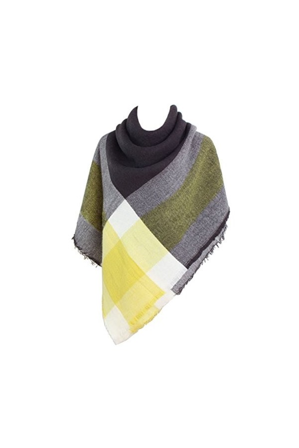 DELEY Rétro Plaid Tartan Foulard Automne Hiver Longue Écharpe Châle Étole Couvertures Vert