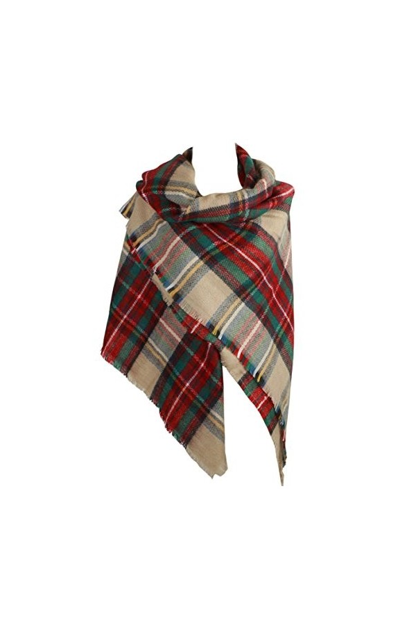 DELEY Rétro Plaid Tartan Foulard Automne Hiver Longue Écharpe Châle Étole Couvertures Vert