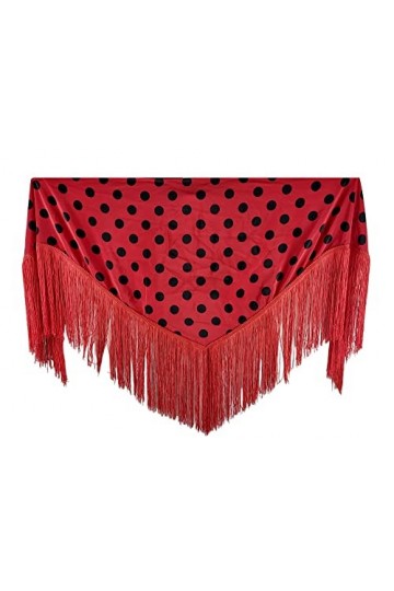 Châle flamenco a pois rouges 145cm x 90cm