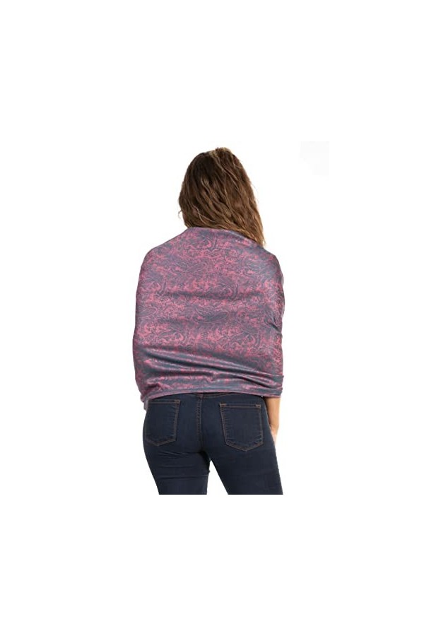 Sakkas 70" x Châle/cache-coeur auto-design Paisley de 28 po - Magenta