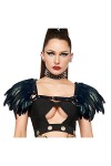 keland Femmes Gothique Victorien Plume Epaulettes Châle Cape Steampunk Cuir Corps Harnais Z-Noir-001 