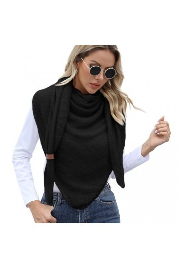 Vijamiy Écharpe Triangle Femme Foulard Hiver Chaude Multifonctionnelle Châle avec Boucle en Cuir Souple Confortable 200x80cm 