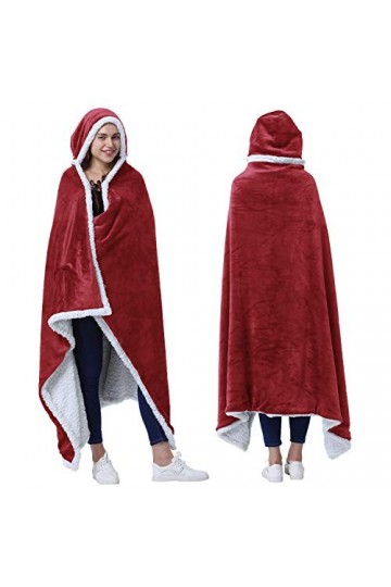 Catalonia Poncho à capuche avec poches pour les mains | Cape confortable en polaire Sherpa pour enfants et adultes, cadeau po