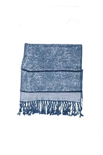 Sakkas 70" x 28 "châle auto-design Paisley - cache-cœur/étole - DenimBlue