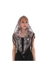 LMVERNA Châle Triangle Dentelle Mantilla Voile Léger Tassel Foulard Mode Floral Châles et Wraps pour Femme - Rouge - Medium