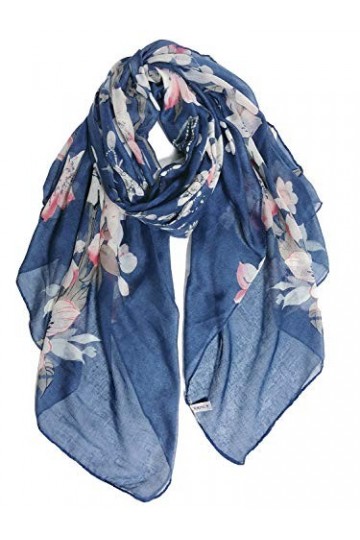 GERINLY Écharpes légères : châle tendance imprimé fleurs pour femme, Z-denim, Medium