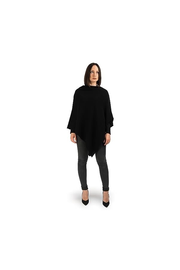 DALLE PIANE CASHMERE - Poncho 100% cachemire - Femme, Couleur: Noir, Taille unique