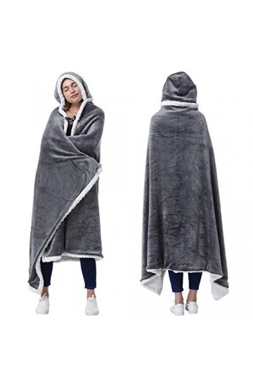 Catalonia Poncho à capuche avec poches pour les mains | Cape confortable en polaire Sherpa pour enfants et adultes, cadeau po