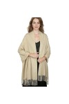 Châle pashmina pour femme, grande écharpe dhiver douce châle et châle pour robes de soirée, châle pour mariage, beige, Taill
