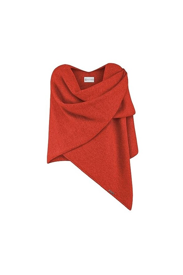 GIESSWEIN Merino Lambswool Poncho Denim blau ONE - Jersey élégant en maille fine 100% laine dagneau, Ècharpe XXL, cape et po