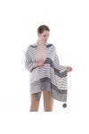 SWAT PANY Écharpes et châles pour femmes Gris Pashmina châle Chaud Etole Hiver Longues Grande Style Rayé（avec boule de poils）