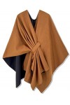 Moss Rose Châle Wrap Poncho Ruana Cape Cardigan ouvert sur le devant pour femme pour lautomne et lhiver, Noir/carreaux, tai