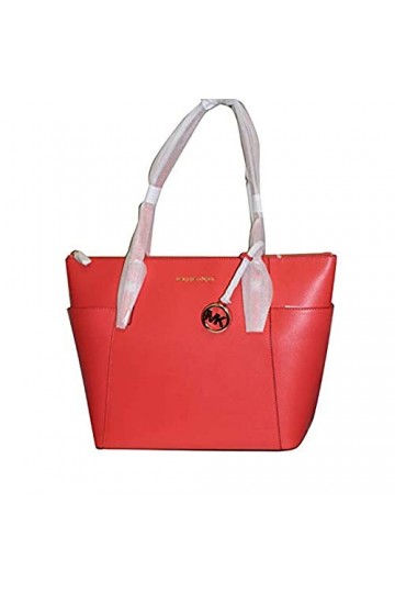 MICHAEL Michael Kors Jet Set Large Saffiano Leather Top-Zip Tote Bag Coral 