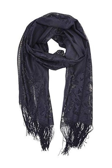 Your Smile Femmes Légère Couleur unie Frange Dentelle Pompon Long Châle Pour Printemps Été Automne - Bleu -