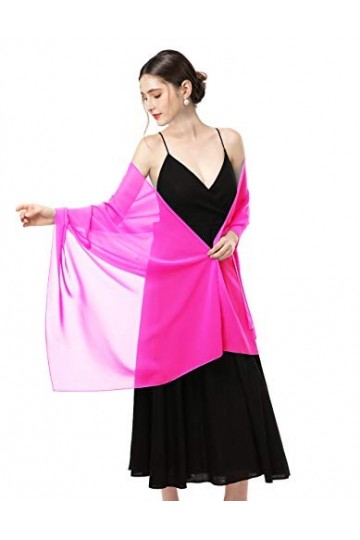 Écharpe châle en mousseline de soie douce pour femme - Rose - longueur 201 cm * largeur 48 cm 