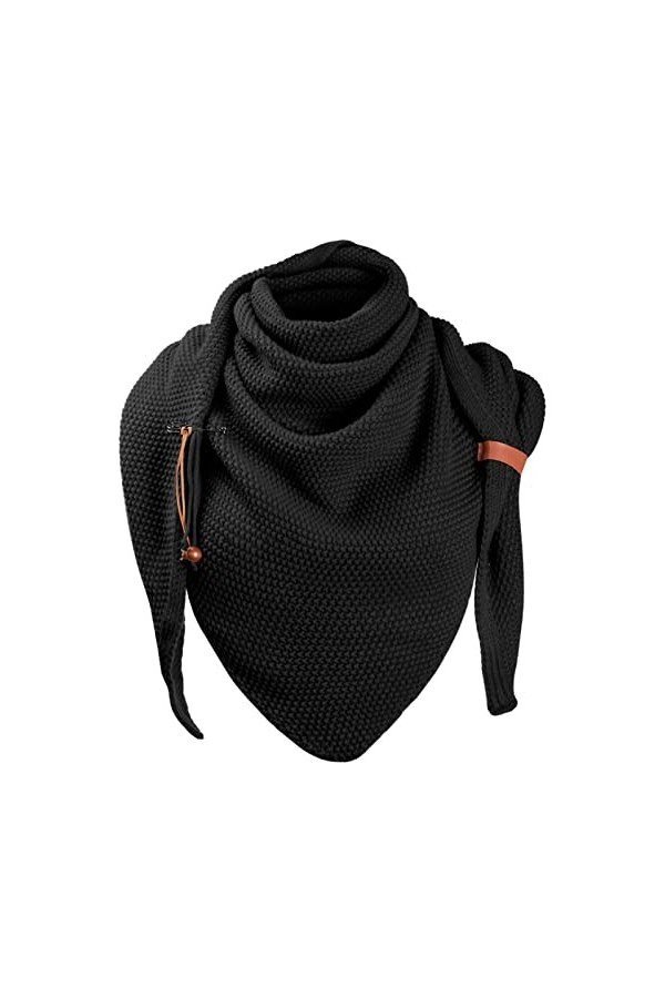 CMTOP Triangulaire Écharpe Femme en Acrylique Long Wrap ​Châle à Chaude en Glands Rétro Automne Hiver Écharpe Chaude Décontra