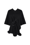 Geagodelia Poncho Cape Femme Hiver Chaud Écharpe Châle Foulard Elégant en Tricot Gilet Cardigan Chic Manteau Épais avec Pompo
